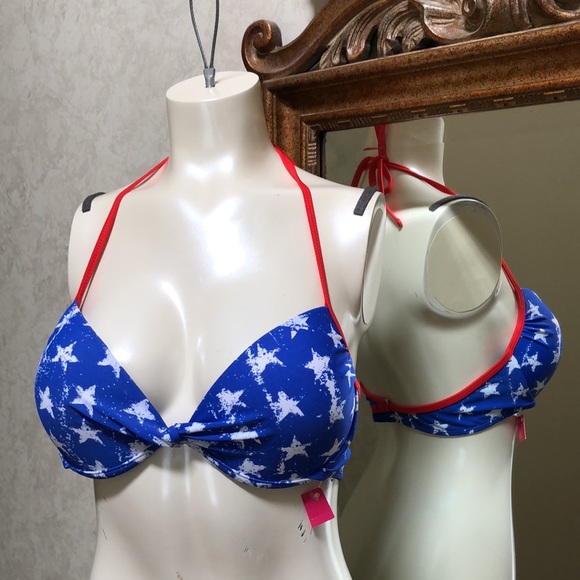 New Xhilaration women’s padded bikini top.  XL.  Red white and blue with stars. - Picture 5 of 9